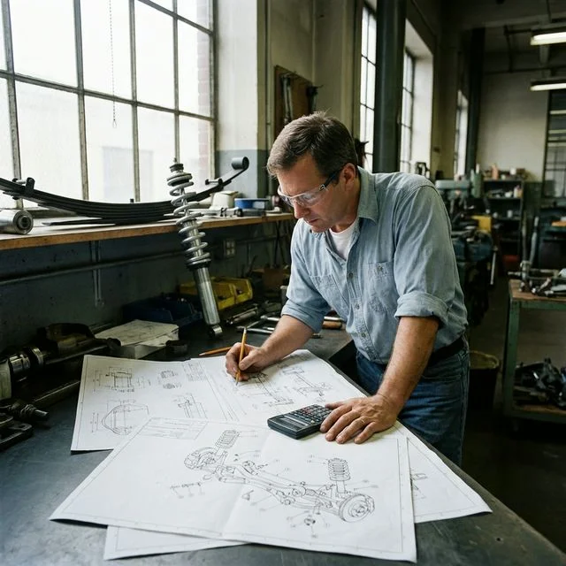 Ingeniero diseñando suspensión